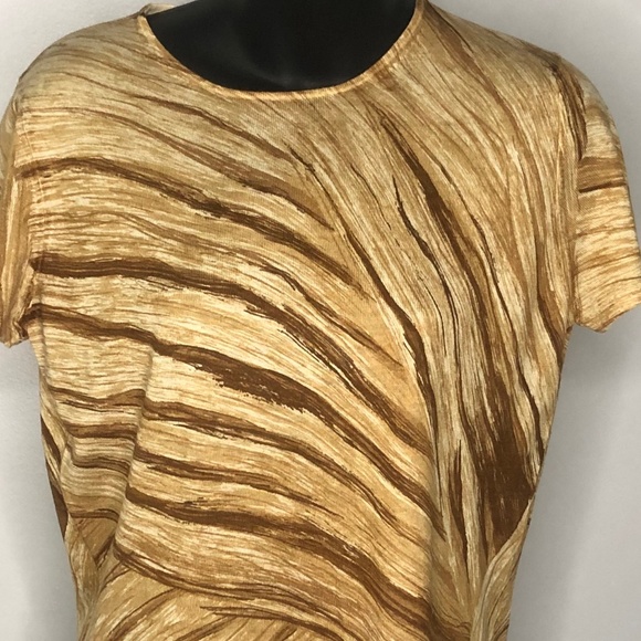 TSE Multicolored Abstract Print Short Sleeve Silk/Cashmere Knit Top L - Picture 2 of 6